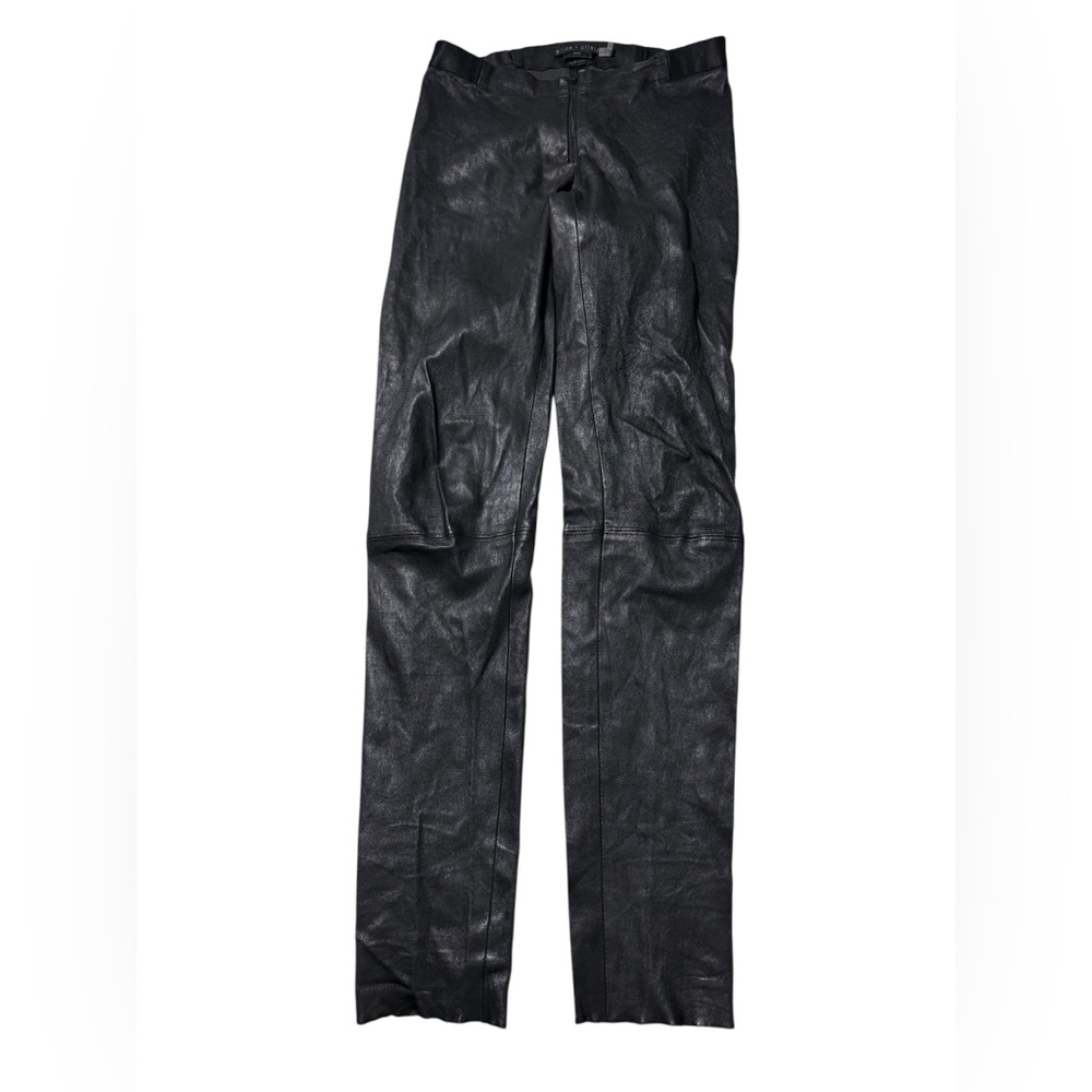 Alice + Olivia Lambskin Leather Pants Black Carolyn Bisette Kennedy Style